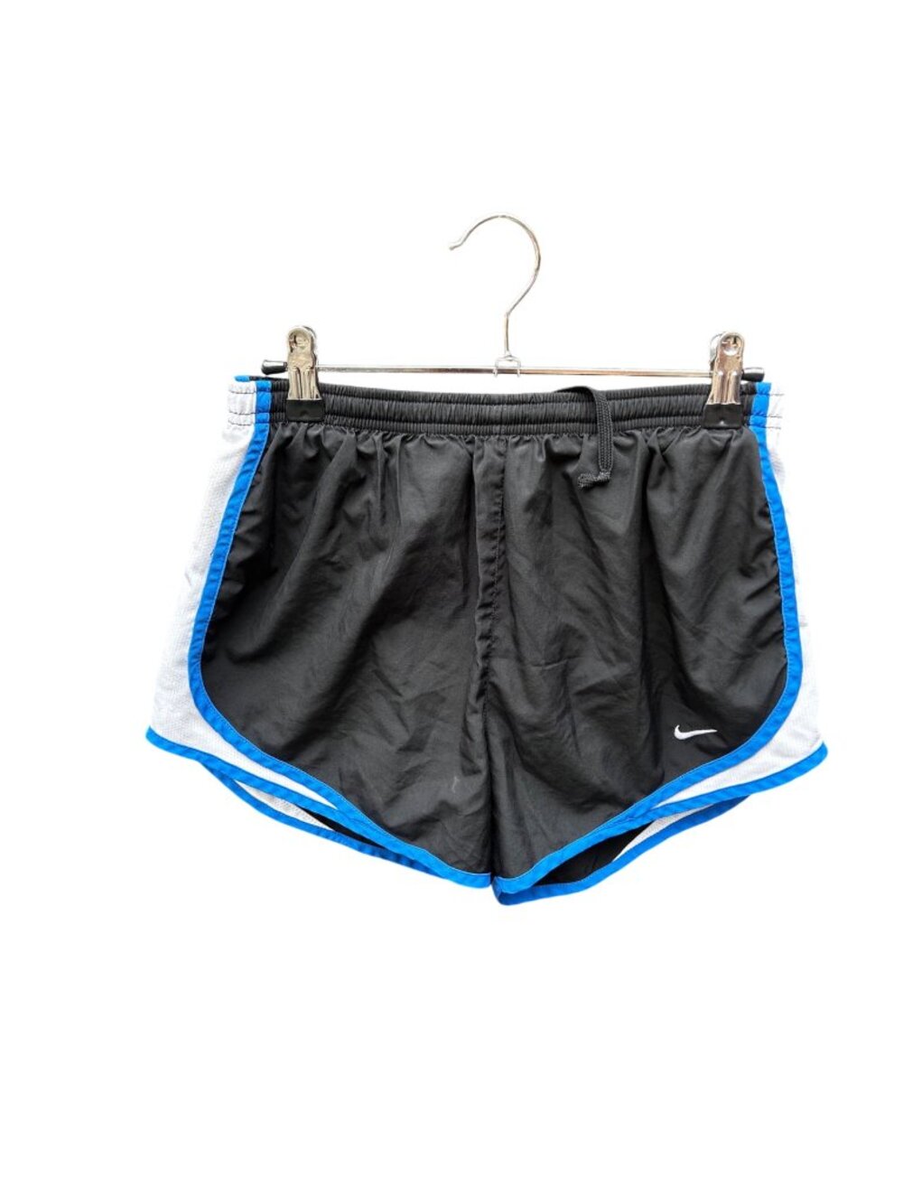 Nike Womens Small Black Running Shorts Fit Dry Blue Trim 1961